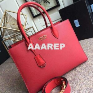 Replica Prada 1BA153 Large Saffiano Leather Handbag in Red