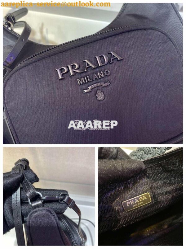 Replica Prada Nylon Hobo Bag with Braided Strap 1BC123 5