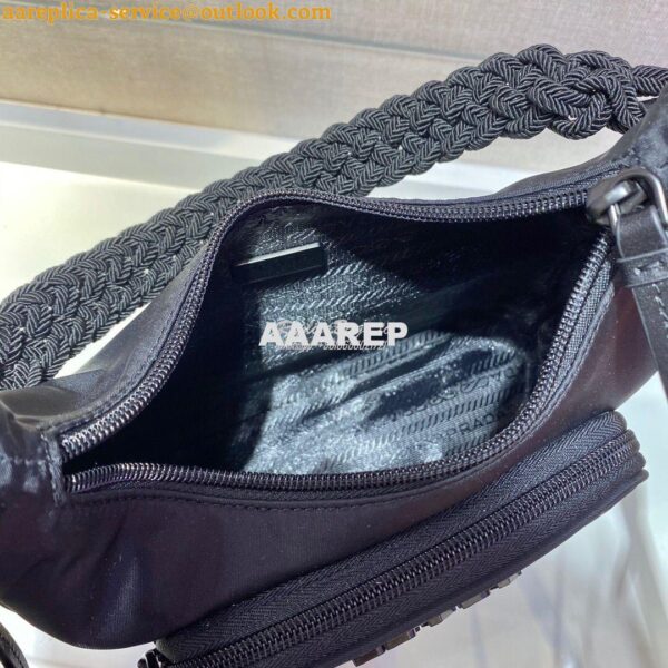 Replica Prada Nylon Hobo Bag with Braided Strap 1BC123 9