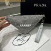 Replica Prada 1NE039 Crystal-studded satin pouch Green 2