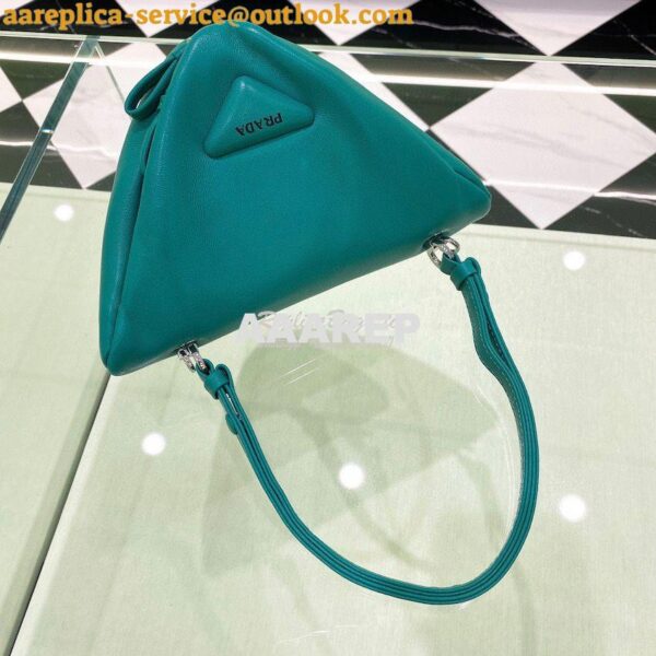 Replica Prada Padded Nappa Leather Handbag 1BA315 Peacock Blue 4