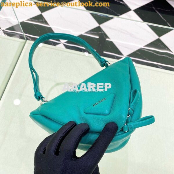 Replica Prada Padded Nappa Leather Handbag 1BA315 Peacock Blue 5