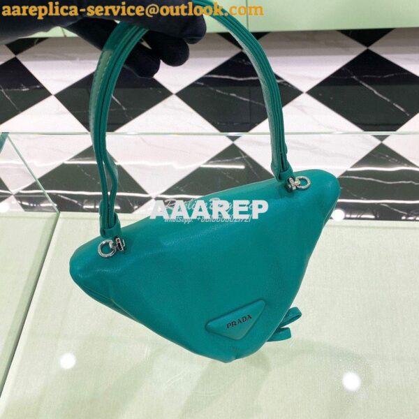 Replica Prada Padded Nappa Leather Handbag 1BA315 Peacock Blue 6