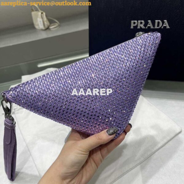 Replica Prada 1NE039 Crystal-studded satin pouch Purple 5