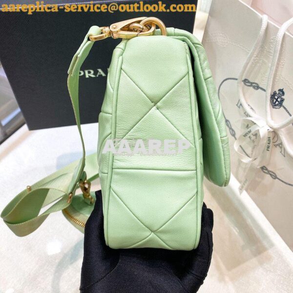 Replica Prada Medium System Nappa Leather Patchwork Bag 1BD291 Aqua 11