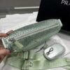 Replica Prada 1NE190 Crystal-studded satin pouch Gray