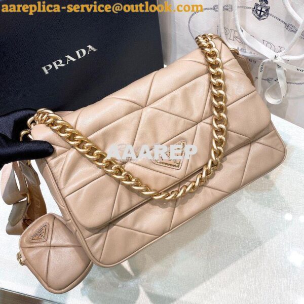 Replica Prada Medium System Nappa Leather Patchwork Bag 1BD291 Water L