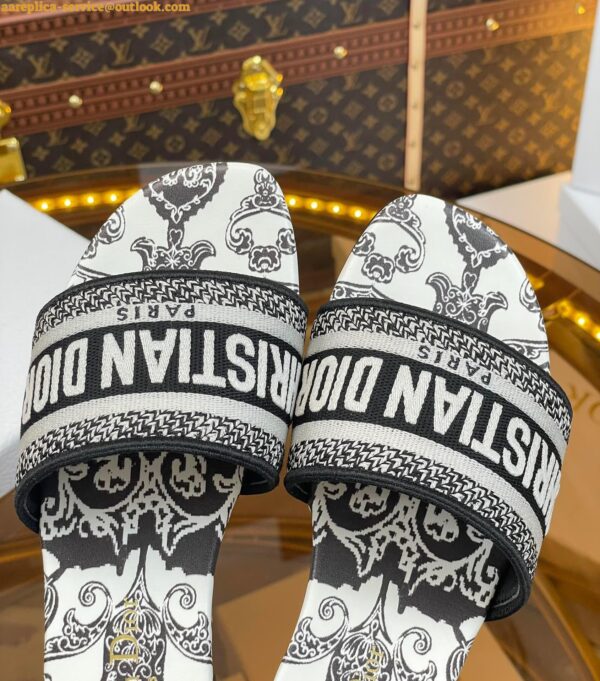 Replica Dior Dway Slides In Dior Bandana Embroidery Cotton 6