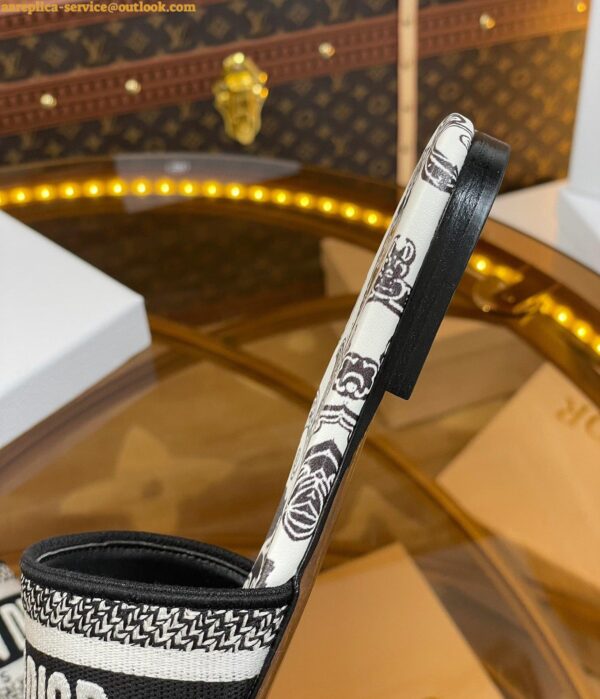 Replica Dior Dway Slides In Dior Bandana Embroidery Cotton 12