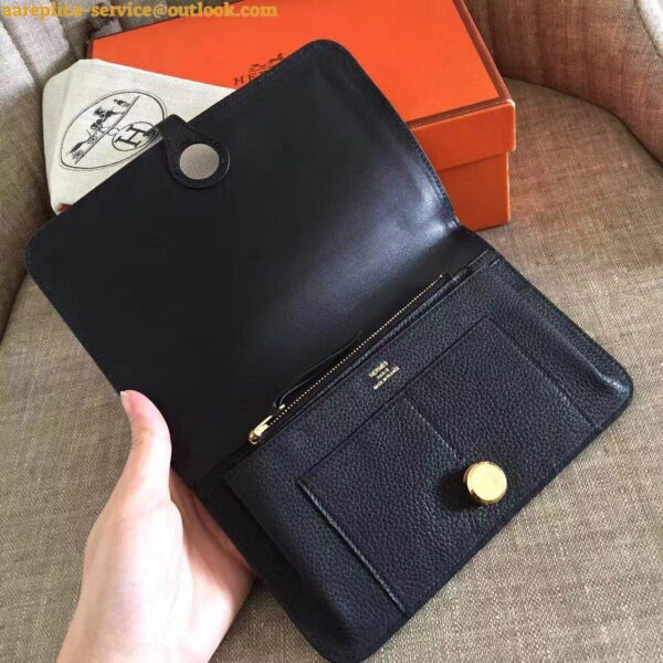 Replica Hermes Dogon Duo Wallet in Black Clemence Leather 6