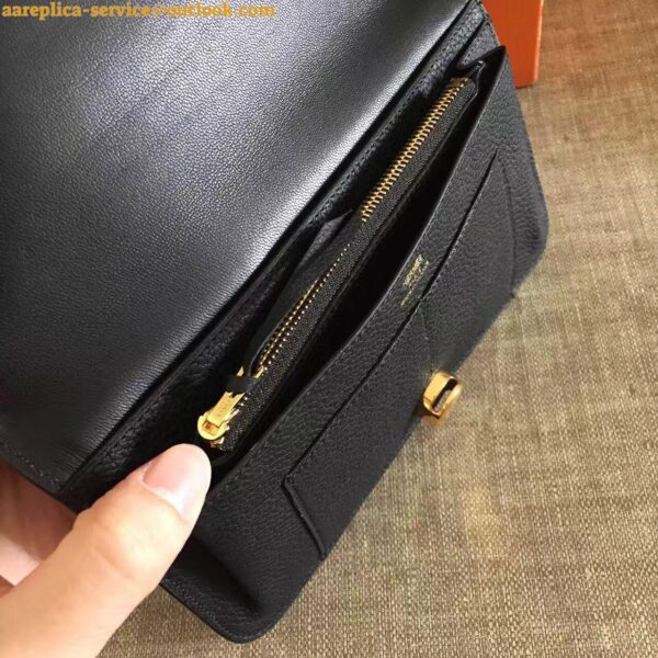 Replica Hermes Dogon Duo Wallet in Black Clemence Leather 8