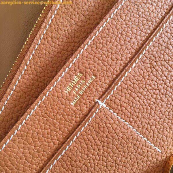 Replica Hermes Dogon Duo Wallet in Gold Clemence Leather 10