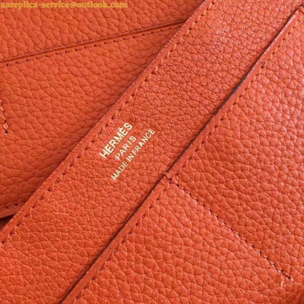 Replica Hermes Dogon Duo Wallet in Orange Clemence Leather 8