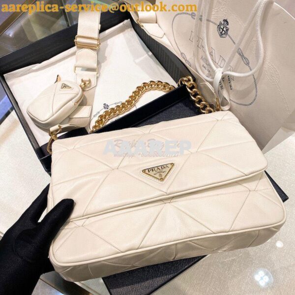 Replica Prada Medium System Nappa Leather Patchwork Bag 1BD291 White 3