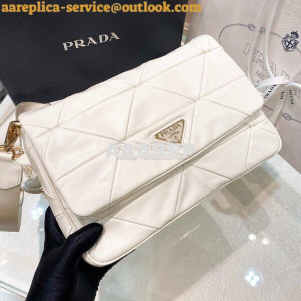 Replica Prada Medium System Nappa Leather Patchwork Bag 1BD291 White 5