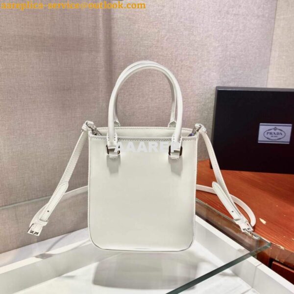 Replica Prada 1BA331 Small Brushed Leather Tote White 4