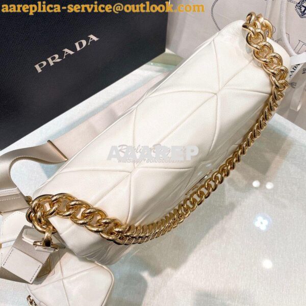 Replica Prada Medium System Nappa Leather Patchwork Bag 1BD291 White 7