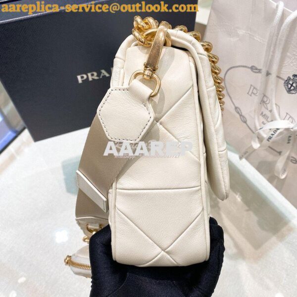 Replica Prada Medium System Nappa Leather Patchwork Bag 1BD291 White 8