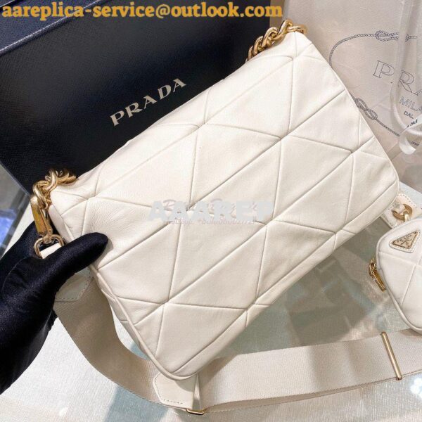 Replica Prada Medium System Nappa Leather Patchwork Bag 1BD291 White 9