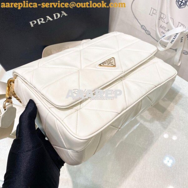 Replica Prada Medium System Nappa Leather Patchwork Bag 1BD291 White 10