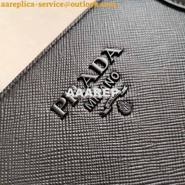 Replica Prada Monochrome black Saffiano Leather Bag 3