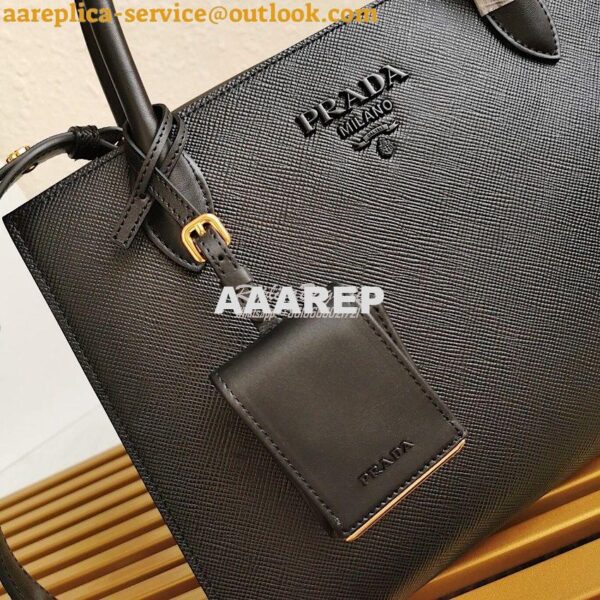 Replica Prada Monochrome black Saffiano Leather Bag 4