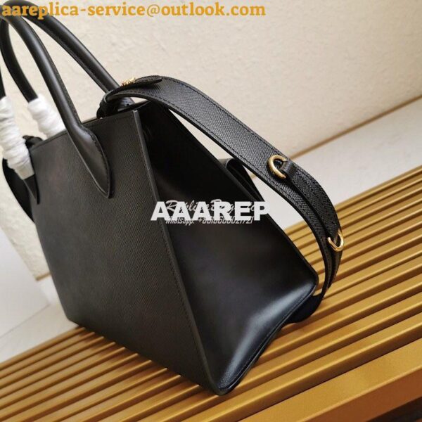 Replica Prada Monochrome black Saffiano Leather Bag 5