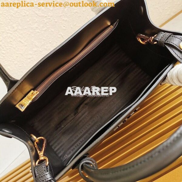 Replica Prada Monochrome black Saffiano Leather Bag 6