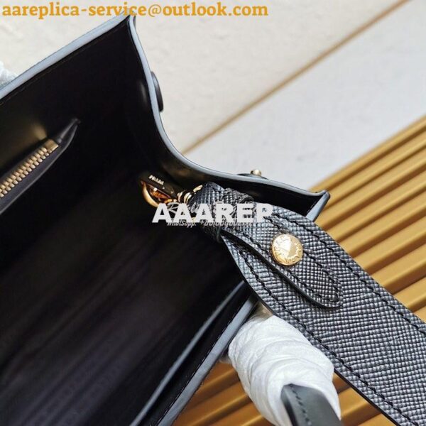 Replica Prada Monochrome black Saffiano Leather Bag 7