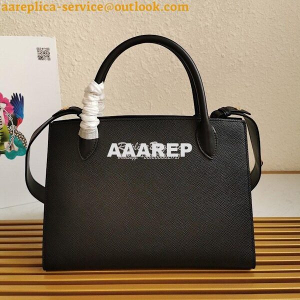 Replica Prada Monochrome black Saffiano Leather Bag 9