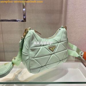 Replica Prada 1BC151 Prada Padded Calfskin Shoulder Bag in Green 2