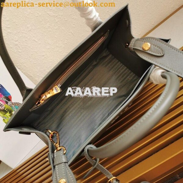 Replica Prada Monochrome Grey Saffiano Leather Bag 8