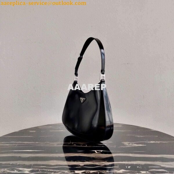 Replica Prada 1BC156 Prada Cleo Brushed Leather Shoulder Bag Black 3