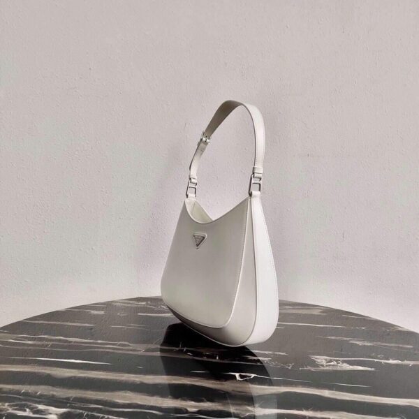 Replica Prada 1BC156 Prada Cleo Brushed Leather Shoulder Bag White 3