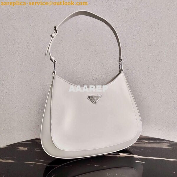 Replica Prada 1BC156 Prada Cleo Brushed Leather Shoulder Bag White 8