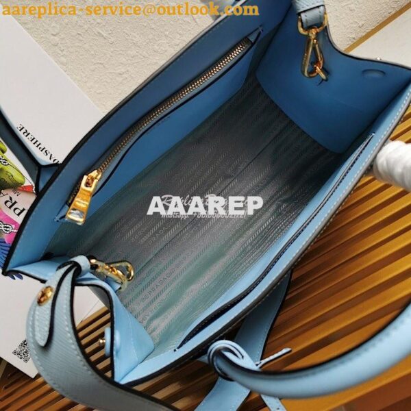 Replica Prada Monochrome Light Blue Saffiano Leather Bag 7