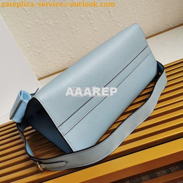Replica Prada Monochrome Light Blue Saffiano Leather Bag 8