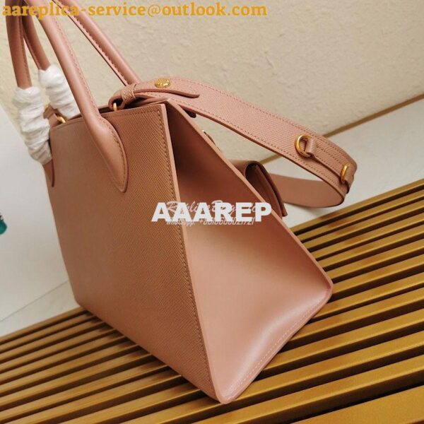 Replica Prada Monochrome powder pink Saffiano Leather Bag 5