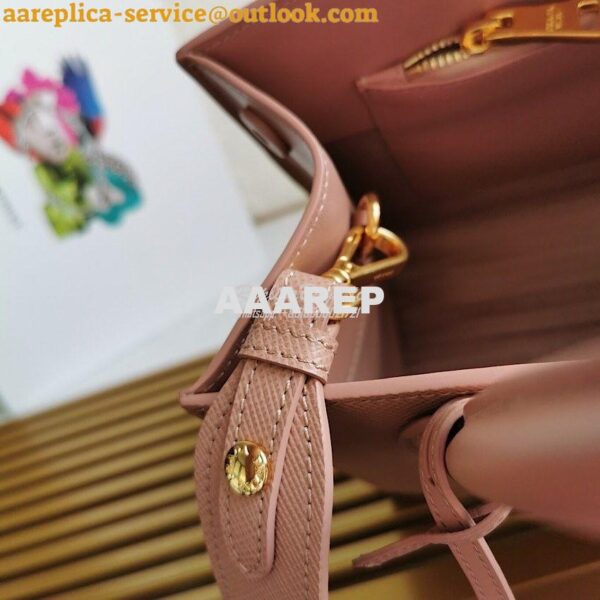 Replica Prada Monochrome powder pink Saffiano Leather Bag 7