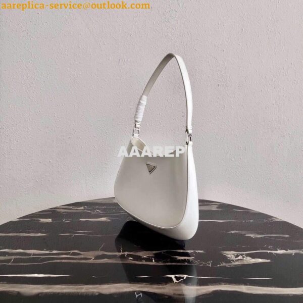 Replica Prada 1BC499 Prada Cleo Brushed Leather Shoulder Bag in White 3