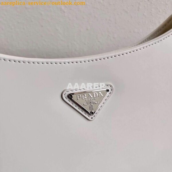 Replica Prada 1BC499 Prada Cleo Brushed Leather Shoulder Bag in White 6