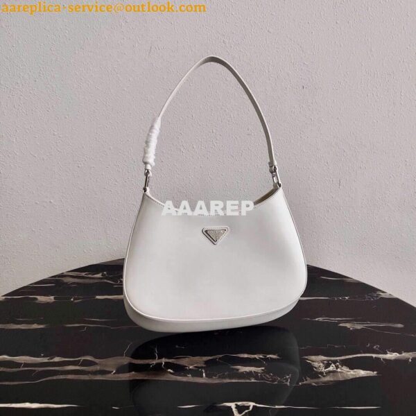 Replica Prada 1BC499 Prada Cleo Brushed Leather Shoulder Bag in White 8