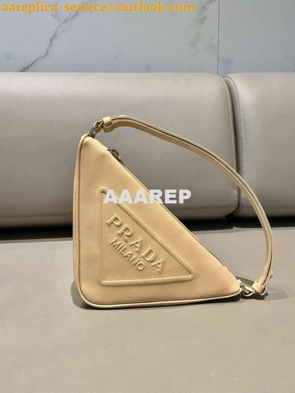 Replica Prada 1NQ043 Triangle leather pouch Apricot