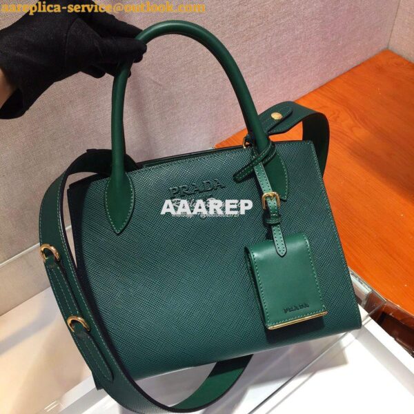 Replica Prada Monochrome Saffiano leather bag 1ba156 Green 2
