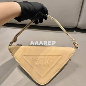 Replica Prada 1NQ043 Triangle leather pouch Apricot 2