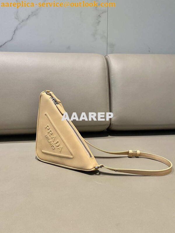 Replica Prada 1NQ043 Triangle leather pouch Apricot 3