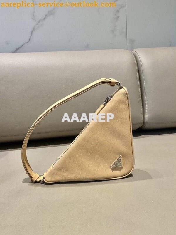 Replica Prada 1NQ043 Triangle leather pouch Apricot 6