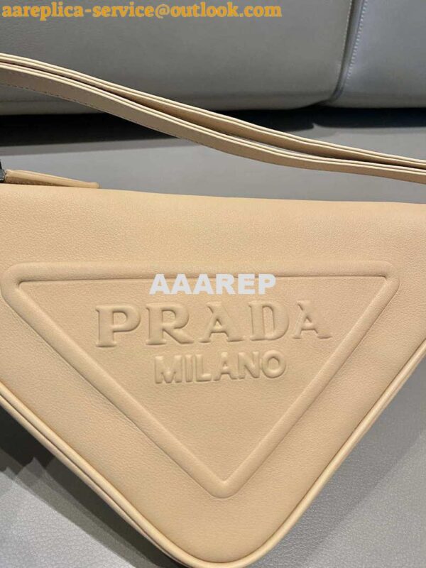 Replica Prada 1NQ043 Triangle leather pouch Apricot 5