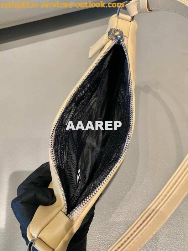 Replica Prada 1NQ043 Triangle leather pouch Apricot 7