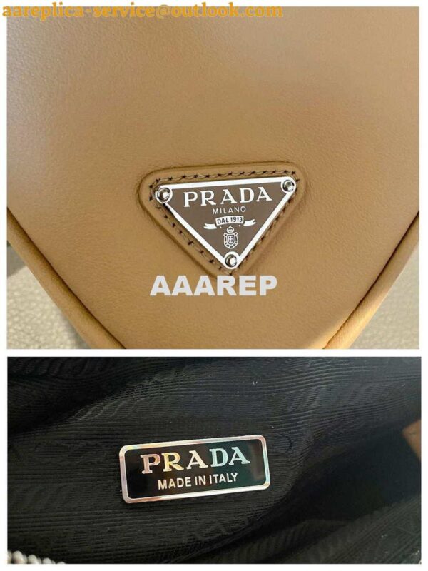 Replica Prada 1NQ043 Triangle leather pouch Apricot 8